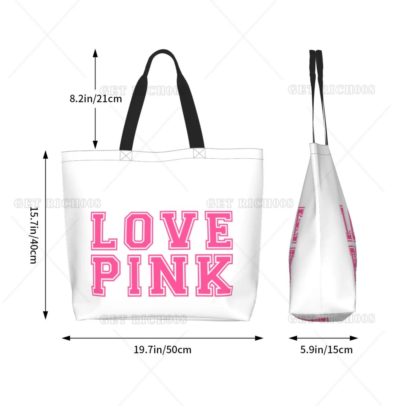 Pink Love Cartoon Women Shoulder Shopping Bag Eco Bag Large Tote Bag Fashion One Size Large Handbag Tote Bags Fashion
