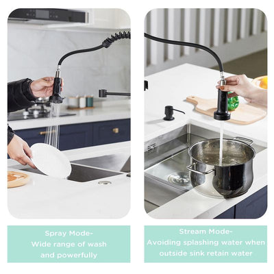 FORIOUS Kitchen Faucet with Pull down Sprayer 2 Modes Single Handle High Arc Stainless Steel Kitchen Sink Faucet for Farmhouse RV Laundry Utility Room