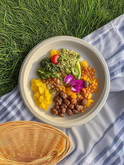 Compostable Paper Plates 9 Inch 150 Pack- 100% Biodegradable, Heavy Duty Eco-Friendly Disposable Dinner Plates for Camping，Parties, Weddings, BBQ (9" Natural Brown)