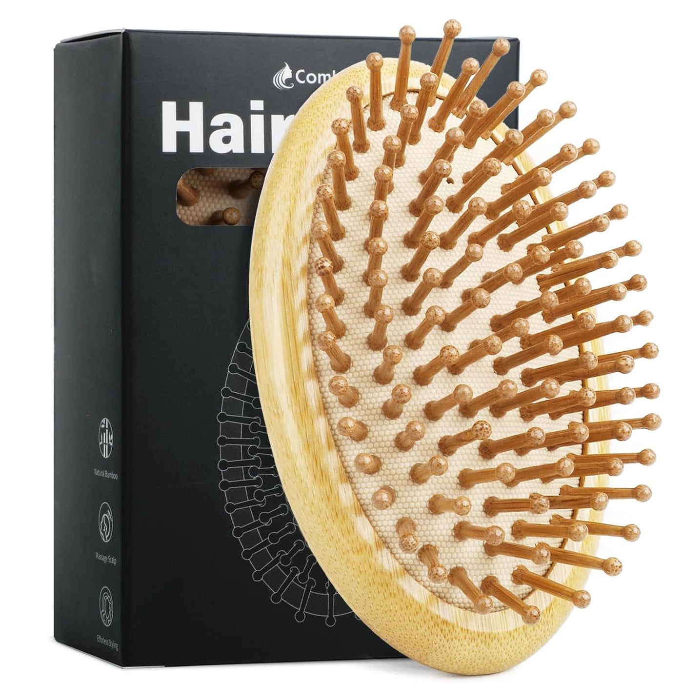 Natural Bamboo Hair Brush(No Handle), Massaging Scalp, Detangling Brush for Women, Men &Kids, Eco-Friendly Natural Wooden for All Hair Types