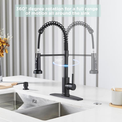 FORIOUS Kitchen Faucet with Pull down Sprayer 2 Modes Single Handle High Arc Stainless Steel Kitchen Sink Faucet for Farmhouse RV Laundry Utility Room