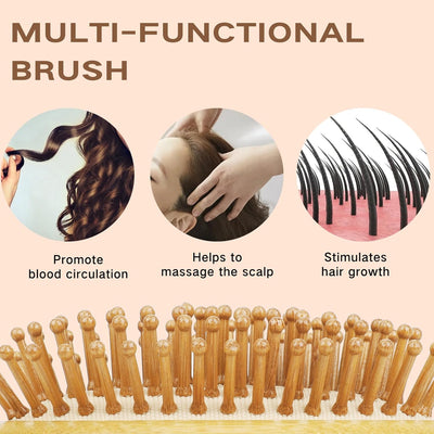 Natural Bamboo Hair Brush(No Handle), Massaging Scalp, Detangling Brush for Women, Men &Kids, Eco-Friendly Natural Wooden for All Hair Types