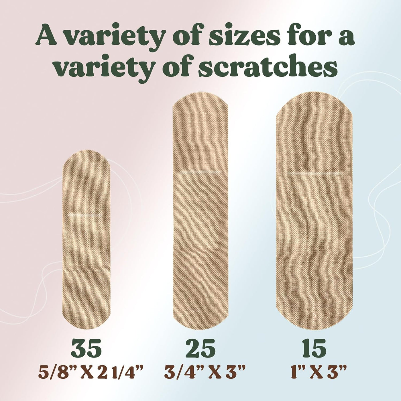 Eco-Friendly Bamboo Fabric Bandages | PFAS Free Flexible Fabric Bandages | Natural Hypoallergenic Bandage for Scrapes, Cuts & First Aid | Fully Compostable, Latex Free Bandage | 75 Count Strip