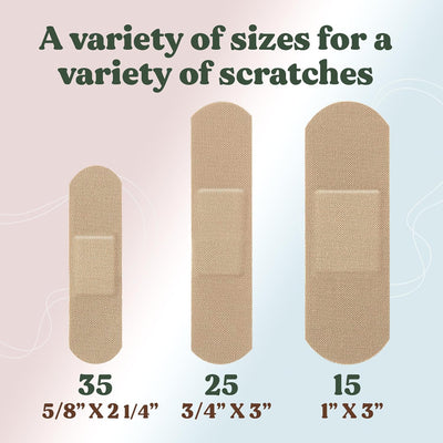 Eco-Friendly Bamboo Fabric Bandages | PFAS Free Flexible Fabric Bandages | Natural Hypoallergenic Bandage for Scrapes, Cuts & First Aid | Fully Compostable, Latex Free Bandage | 75 Count Strip
