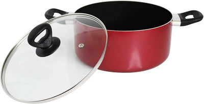 Get a Grip 10-Pc Non-Stick Cookware Set Red Durable Kitchen Essentials