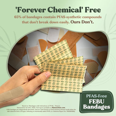 Eco-Friendly Bamboo Fabric Bandages | PFAS Free Flexible Fabric Bandages | Natural Hypoallergenic Bandage for Scrapes, Cuts & First Aid | Fully Compostable, Latex Free Bandage | 75 Count Strip
