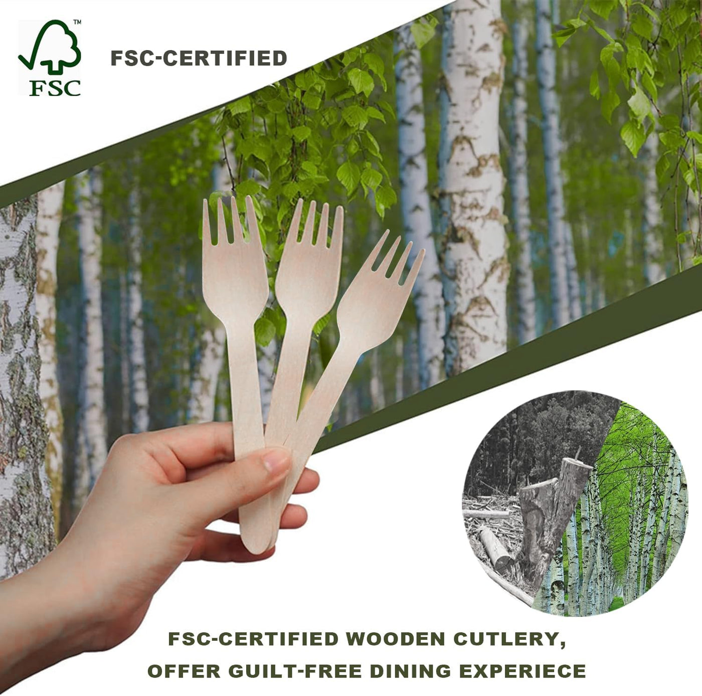 Disposale Biodegradable Wooden Forks – 360 Count Eco-Friendly Compostable Utensils
