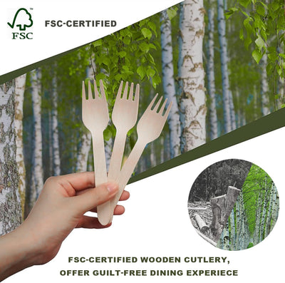 Disposale Biodegradable Wooden Forks – 360 Count Eco-Friendly Compostable Utensils