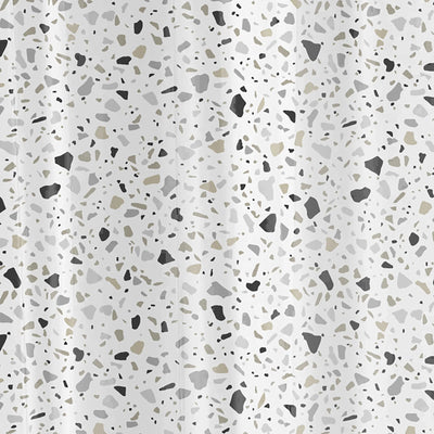 Eco-Friendly Terrazzo Waterproof Recycled PEVA Shower Curtain Set and Hooks, Black, White