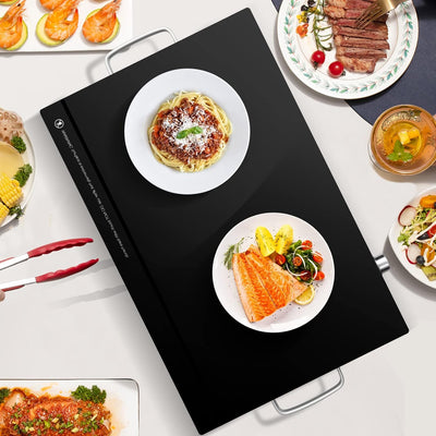 Elevate Your Gatherings with Our Electric Food Warmer – 2 Pack of 22''x15'' Buffet Warmers with Adjustable Temperature Control and Tempered Glass Surface for Perfectly Served Dishes