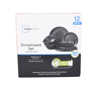 12-Piece Eco-Friendly Dinnerware Set, Black