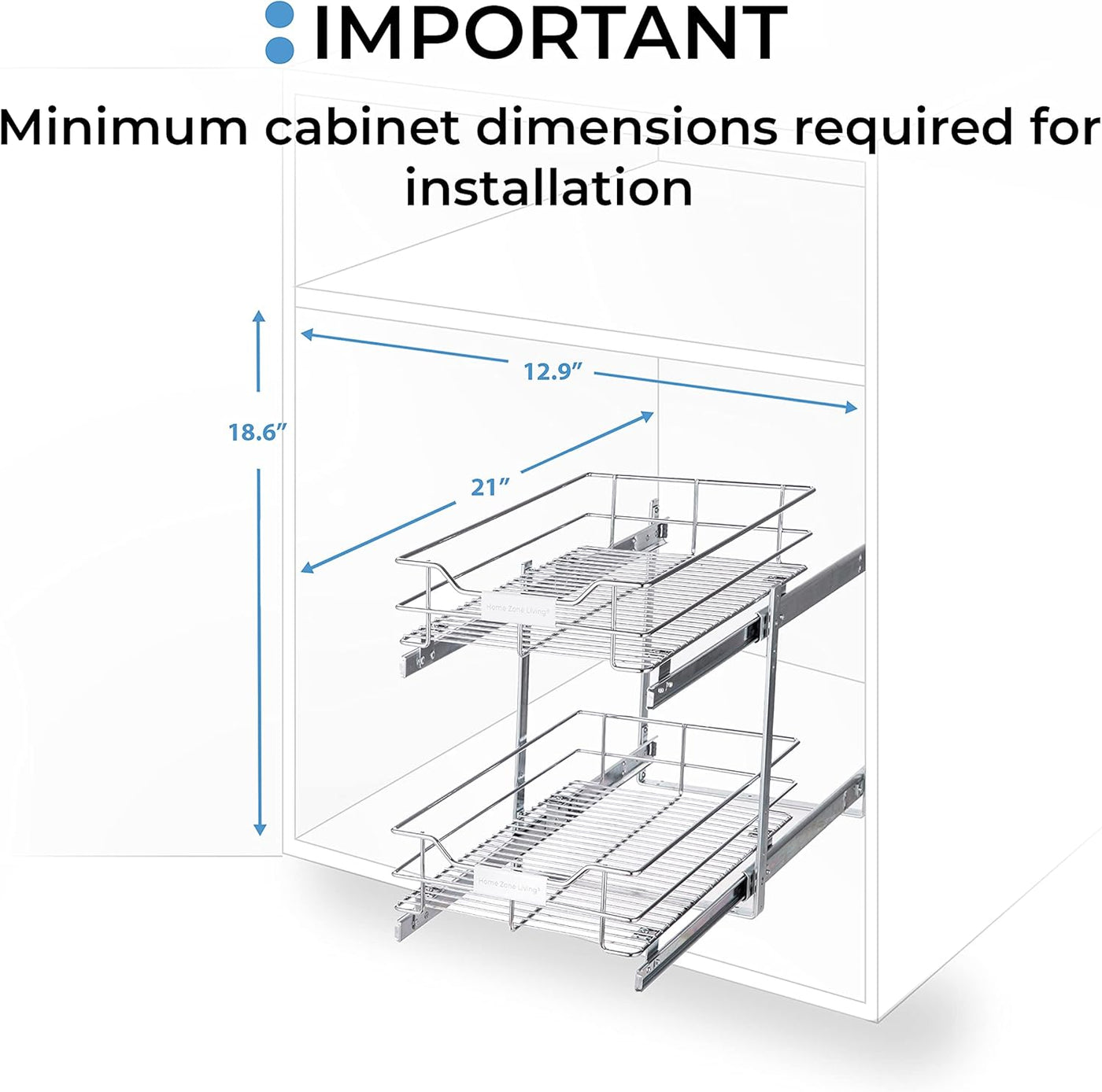 Pull Out Kitchen Cabinet Organizer with Two Tiers of Storage, 11” W X 20” D