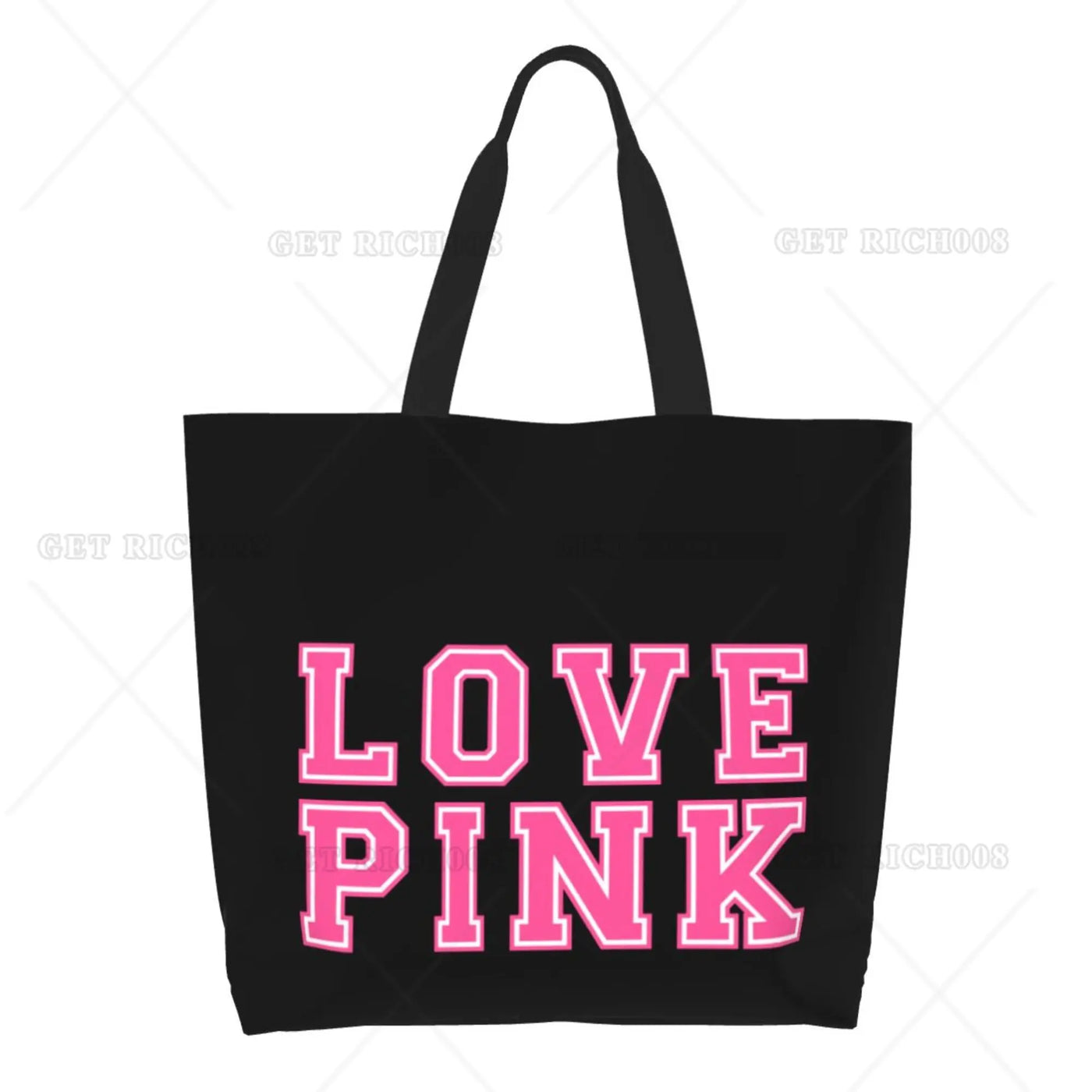 Pink Love Cartoon Women Shoulder Shopping Bag Eco Bag Large Tote Bag Fashion One Size Large Handbag Tote Bags Fashion