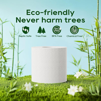 Bamboo Toilet Paper, Septic Safe Toilet Tissue, 24 Double Rolls, 320 Sheets per Roll, Tree Free, Non Toxic, 2 Ply, Soft and Absorbent, Eco Friendly Dye-Free Paper