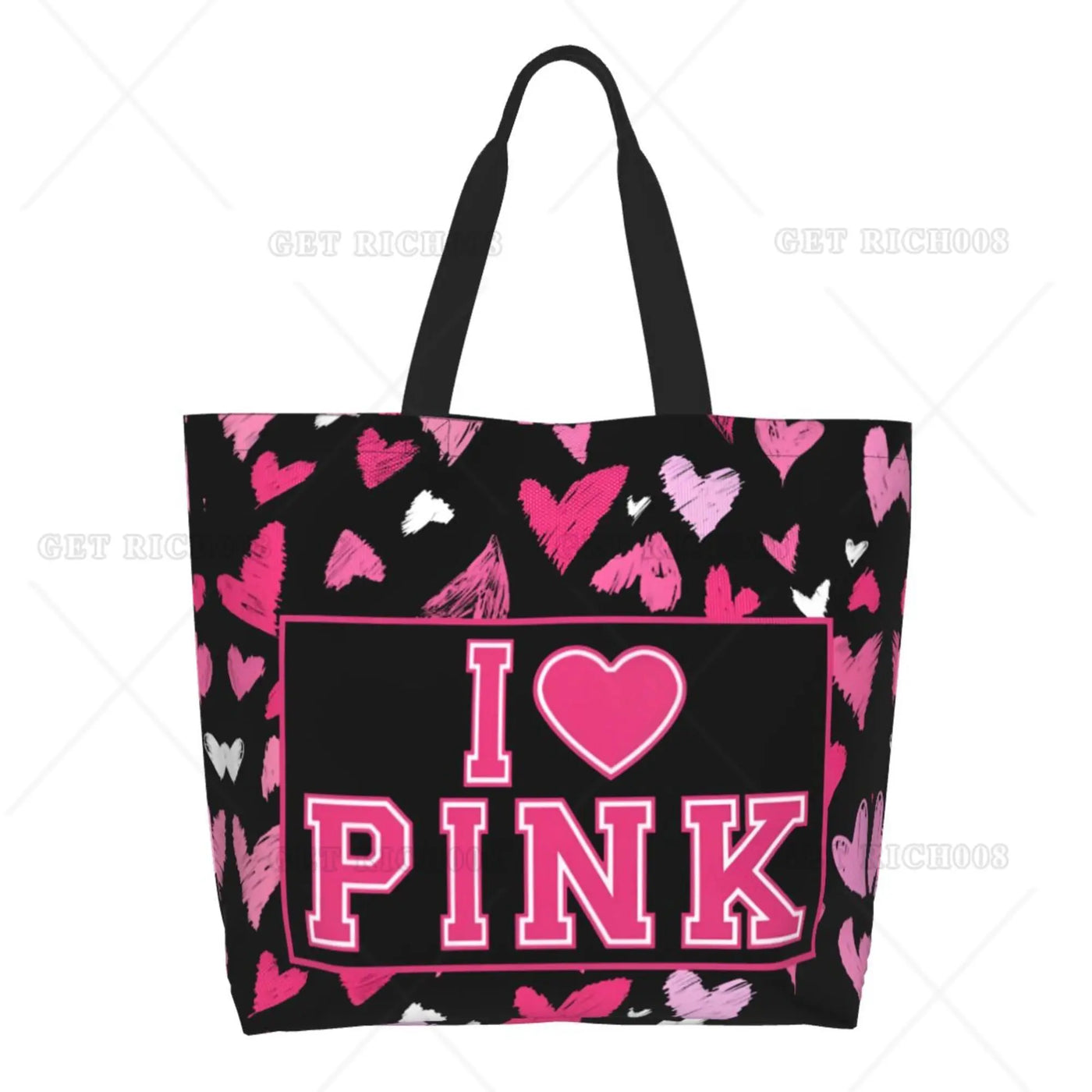 Pink Love Cartoon Women Shoulder Shopping Bag Eco Bag Large Tote Bag Fashion One Size Large Handbag Tote Bags Fashion