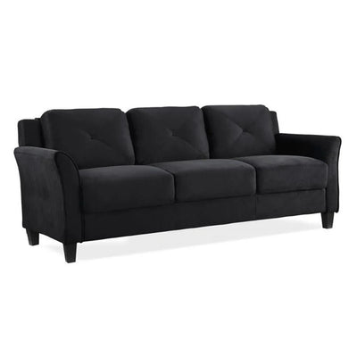 2 Piece Living Room Set with Solid Wood Sofa and Loveseat in Black