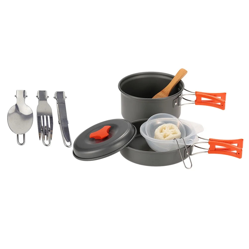 Cooking Camping Set Cookware Pot Picnic Outdoor Kit Utensil Hiking Backpacking Folding Gear Campfire Equipment Bowl