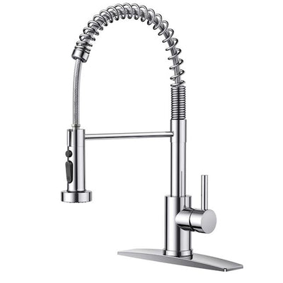 FORIOUS Kitchen Faucet with Pull down Sprayer 2 Modes Single Handle High Arc Stainless Steel Kitchen Sink Faucet for Farmhouse RV Laundry Utility Room