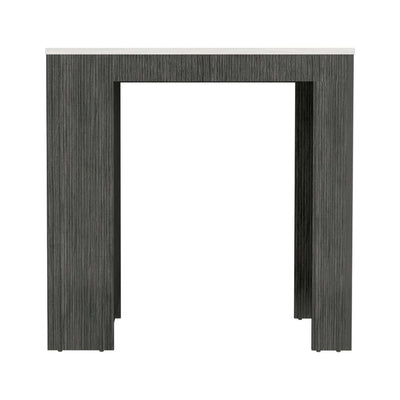 Harlan Kitchen Island, Counter Height Table Top with 3-Side Shelf