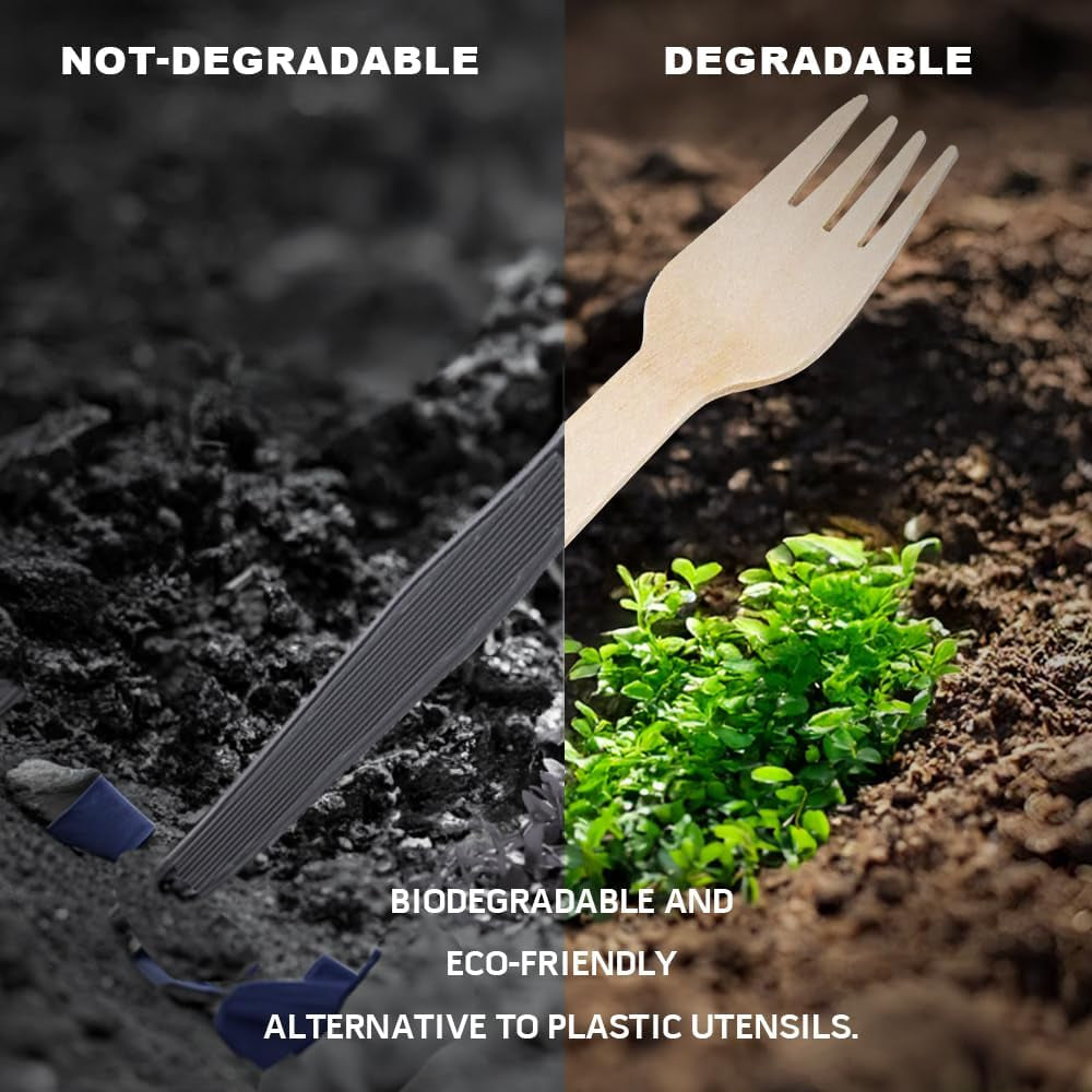 Disposale Biodegradable Wooden Forks – 360 Count Eco-Friendly Compostable Utensils