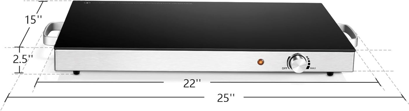 Elevate Your Gatherings with Our Electric Food Warmer – 2 Pack of 22''x15'' Buffet Warmers with Adjustable Temperature Control and Tempered Glass Surface for Perfectly Served Dishes
