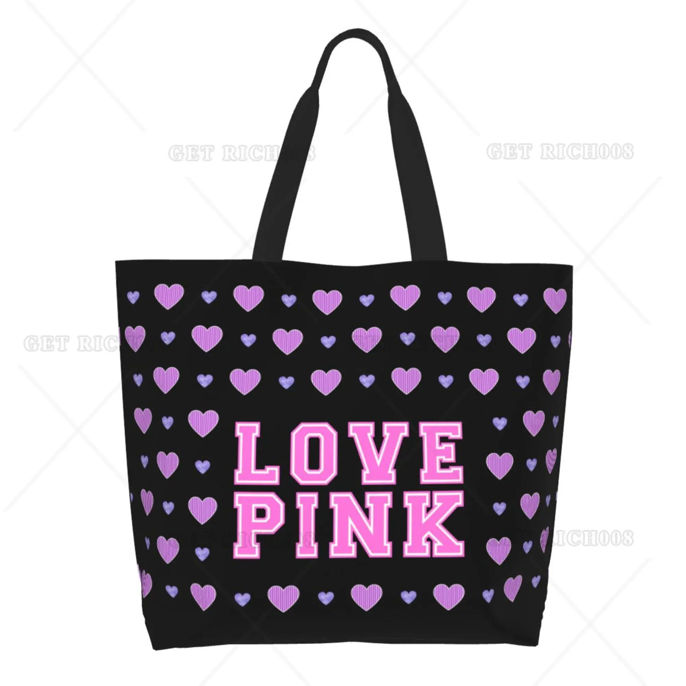 Pink Love Cartoon Women Shoulder Shopping Bag Eco Bag Large Tote Bag Fashion One Size Large Handbag Tote Bags Fashion