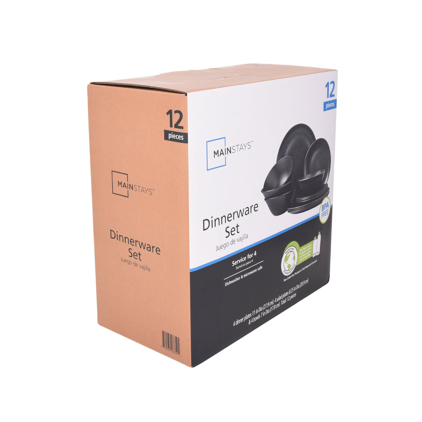 12-Piece Eco-Friendly Dinnerware Set, Black