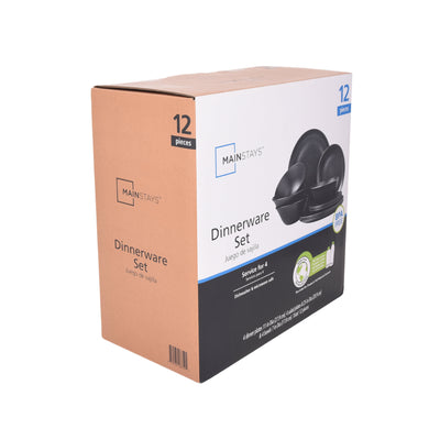 12-Piece Eco-Friendly Dinnerware Set, Black