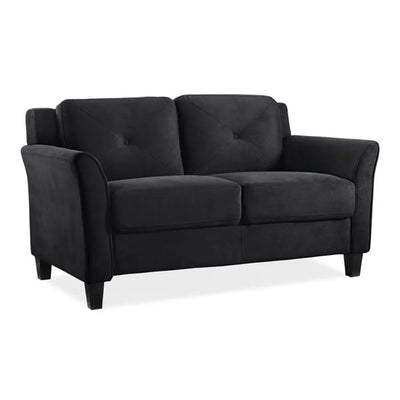 2 Piece Living Room Set with Solid Wood Sofa and Loveseat in Black