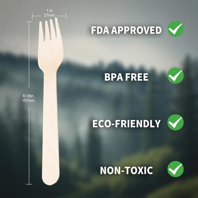 Disposale Biodegradable Wooden Forks – 360 Count Eco-Friendly Compostable Utensils