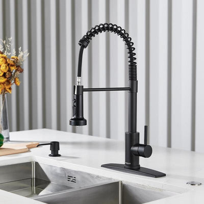 FORIOUS Kitchen Faucet with Pull down Sprayer 2 Modes Single Handle High Arc Stainless Steel Kitchen Sink Faucet for Farmhouse RV Laundry Utility Room