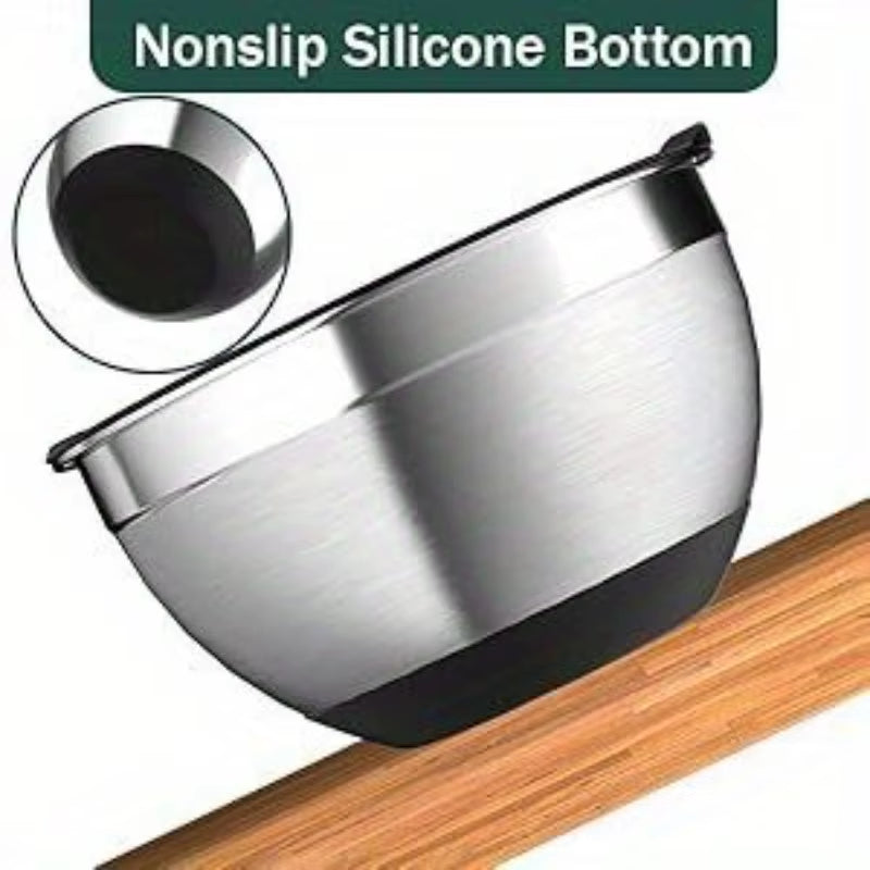 5-Piece Stainless Steel Nesting Mixing Bowl Set - Kitchen Essentials for Baking, Serving,Dishwasher Safe, and Easy to Store