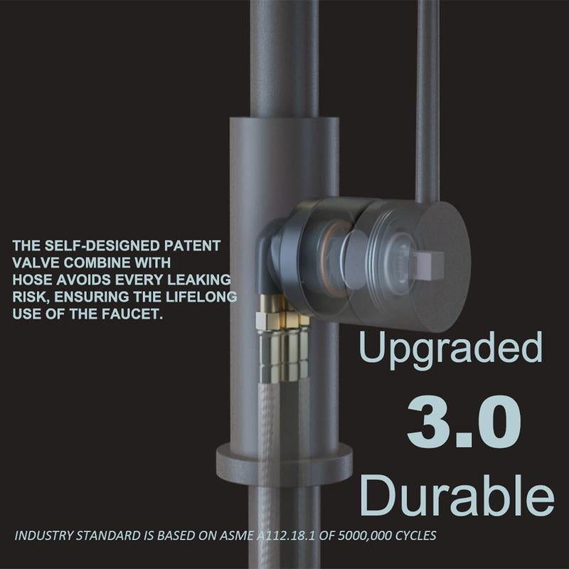 FORIOUS Kitchen Faucet with Pull down Sprayer 2 Modes Single Handle High Arc Stainless Steel Kitchen Sink Faucet for Farmhouse RV Laundry Utility Room