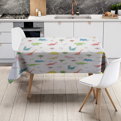 Dinosaur-Themed Tablecloth Made from Eco-Friendly Materials for Kids' Birthday Parties or Daily Use in Kitchen Decor White With