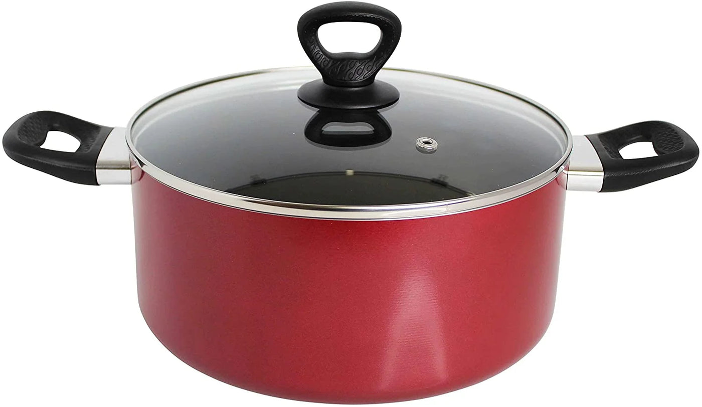 Get a Grip 10-Pc Non-Stick Cookware Set Red Durable Kitchen Essentials