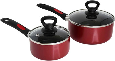 Get a Grip 10-Pc Non-Stick Cookware Set Red Durable Kitchen Essentials