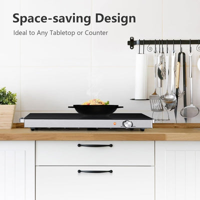 Elevate Your Gatherings with Our Electric Food Warmer – 2 Pack of 22''x15'' Buffet Warmers with Adjustable Temperature Control and Tempered Glass Surface for Perfectly Served Dishes
