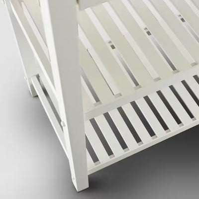 Natural White Solid Wood Counter Top 40 In. Kitchen Island Bar Station with Drawer and Shelves