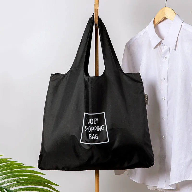 Black Foldable Supermarket Eco Shopper Bag Portable Grocery Storage Tote Large Capacity Waterproof Shoulder Shopping Handbags