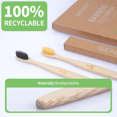 Bamboo Toothbrushes, 12 Pack BPA Free Soft Bristles Toothbrushes with Individually Wrapped, Eco-Friendly, Natural, Compostable Wooden Toothbrushes