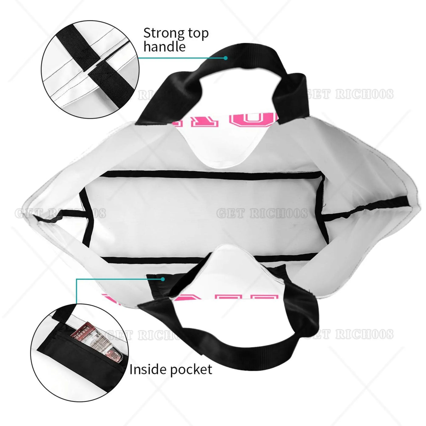 Pink Love Cartoon Women Shoulder Shopping Bag Eco Bag Large Tote Bag Fashion One Size Large Handbag Tote Bags Fashion