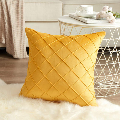 Pack of 2 Velvet Throw Pillows Sofa Decorative Throw Pillow Covers 20X20 Soft Solid Cushion Case for Bedroom Car Outdoors Yellow