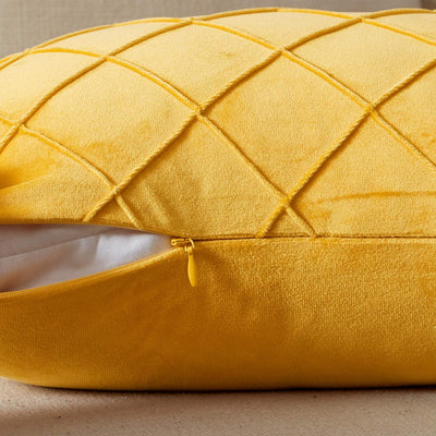 Pack of 2 Velvet Throw Pillows Sofa Decorative Throw Pillow Covers 20X20 Soft Solid Cushion Case for Bedroom Car Outdoors Yellow