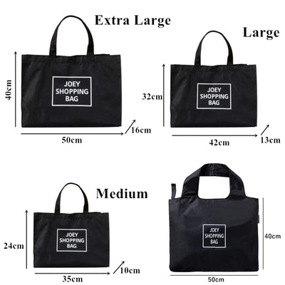 Black Foldable Supermarket Eco Shopper Bag Portable Grocery Storage Tote Large Capacity Waterproof Shoulder Shopping Handbags