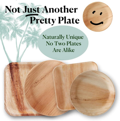 Disposable Palm Leaf Plates - 50 Pack - 10 Inch round - Compostable & Biodegradable - Heavy Duty, Eco-Friendly, Microwave Safe - like Bamboo Plates - Perfect for Events & Parties
