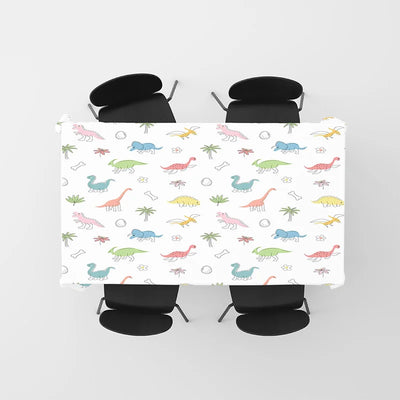 Dinosaur-Themed Tablecloth Made from Eco-Friendly Materials for Kids' Birthday Parties or Daily Use in Kitchen Decor White With