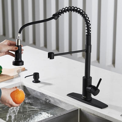 FORIOUS Kitchen Faucet with Pull down Sprayer 2 Modes Single Handle High Arc Stainless Steel Kitchen Sink Faucet for Farmhouse RV Laundry Utility Room