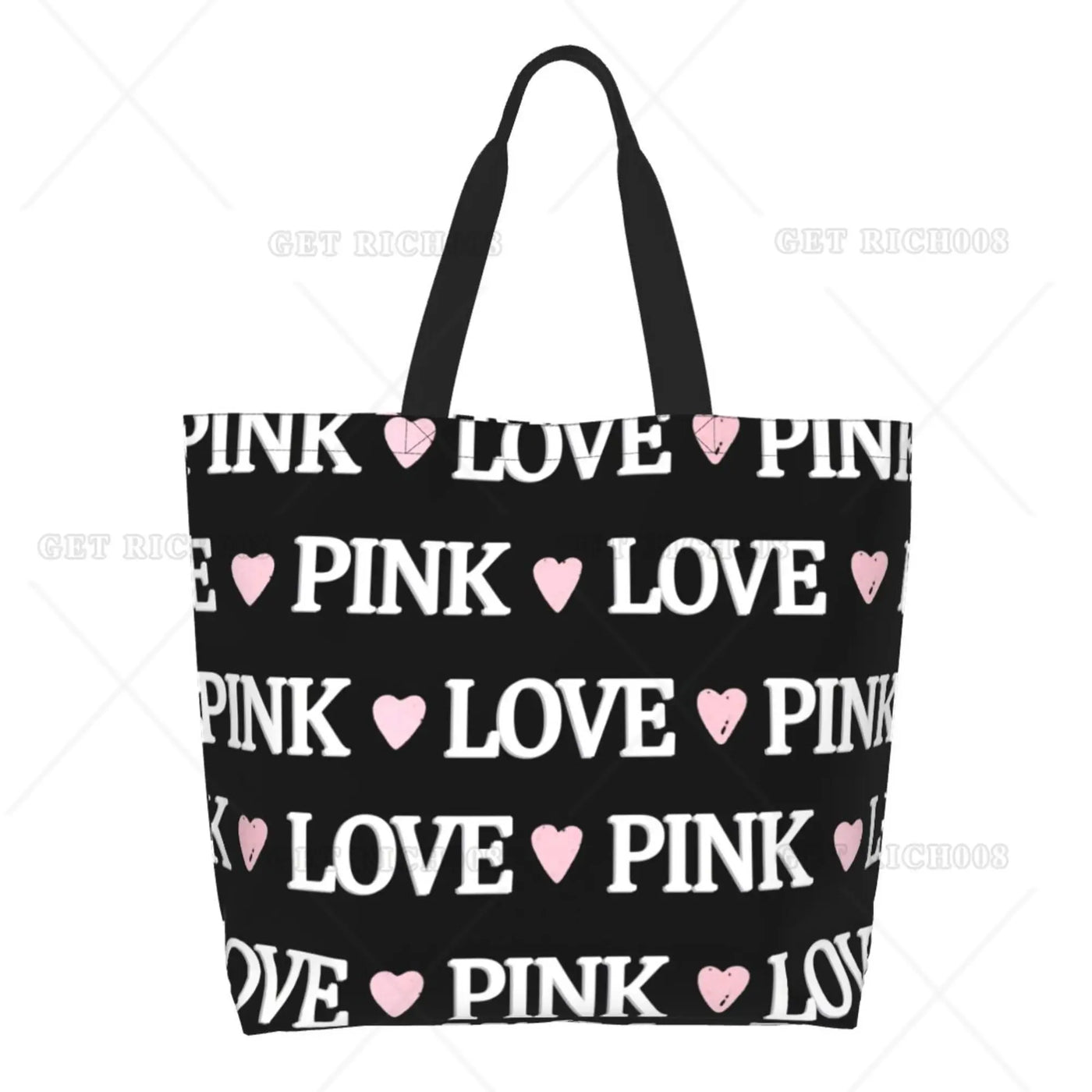 Pink Love Cartoon Women Shoulder Shopping Bag Eco Bag Large Tote Bag Fashion One Size Large Handbag Tote Bags Fashion