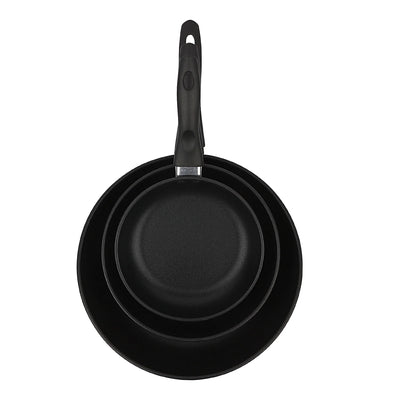 (4 Pack)  3-Piece Non-Stick Aluminum Skillet Set, Black