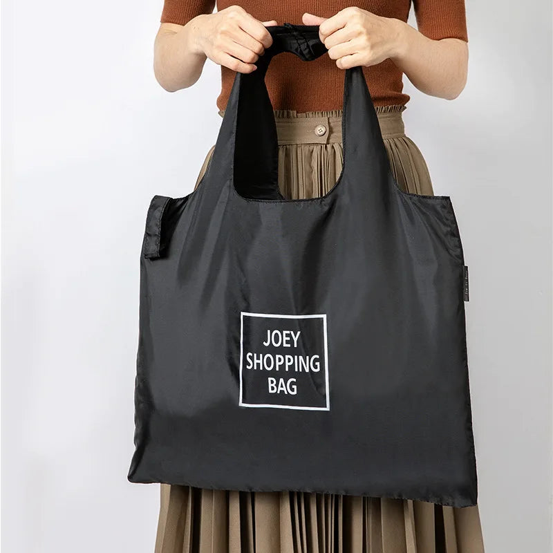 Black Foldable Supermarket Eco Shopper Bag Portable Grocery Storage Tote Large Capacity Waterproof Shoulder Shopping Handbags
